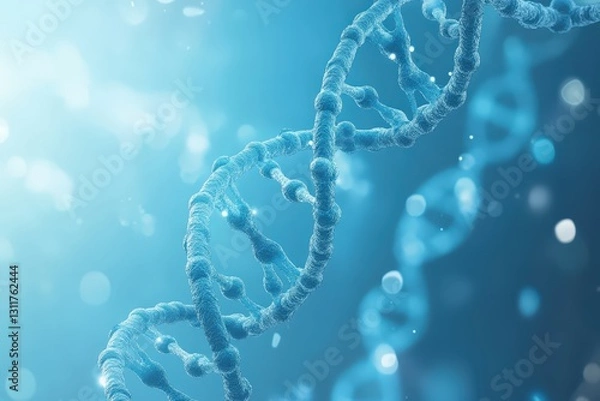 Fototapeta A luminous illustration of a double helix DNA strand structure