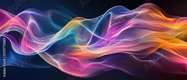 Fototapeta Abstract colorful waves of overlapping geometric forms, evoking fluidity and energy