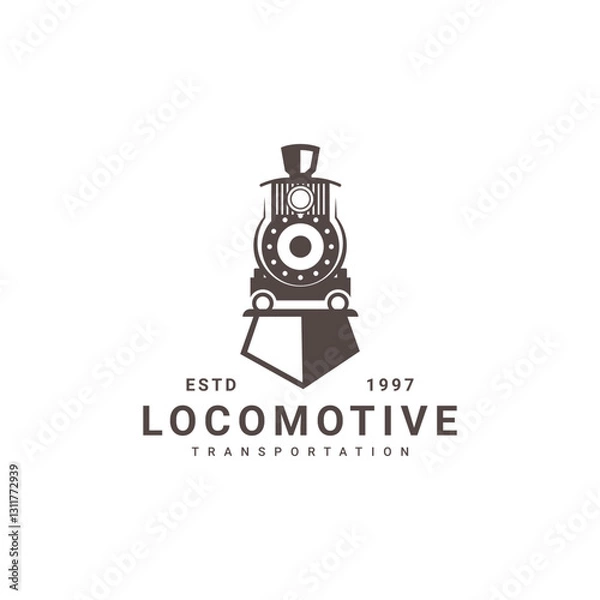 Obraz Locomotive Logo Design Train Engine Vector Template