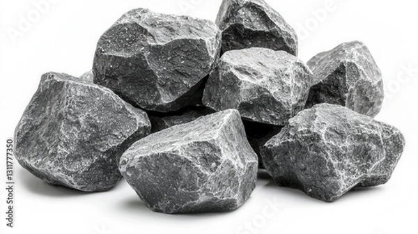 Obraz Gray rocks pile on white background