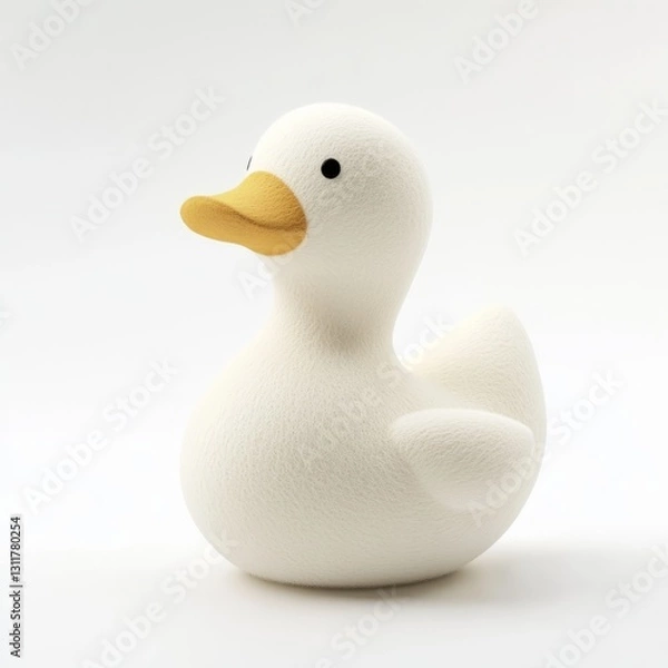 Obraz A cute wool felt toy of a duck on a white background, cute little duck in felt