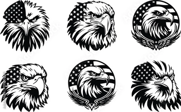 Fototapeta Eagle With American Flag Svg bundle