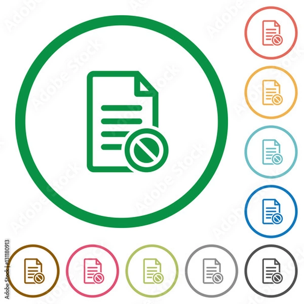 Fototapeta Disabled document flat icons with outlines