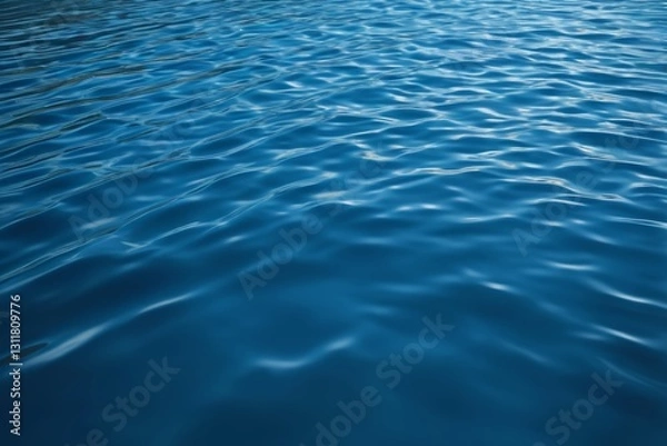 Fototapeta there is a blue water surface with ripples and a boat in the distance