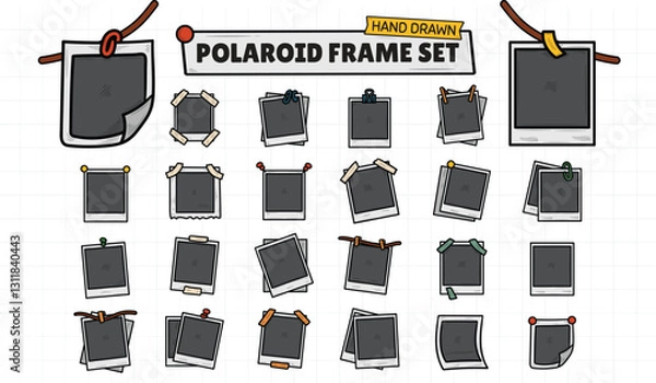 Obraz Hand Drawn Polaroid Frame Set