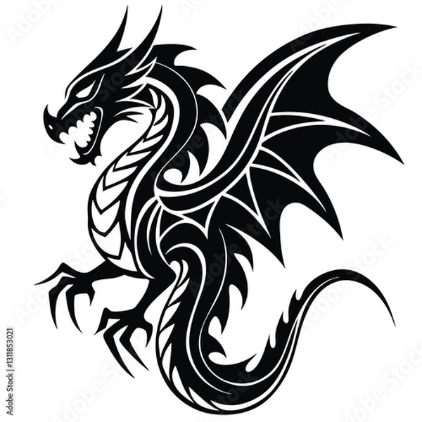 Obraz black and white dragon