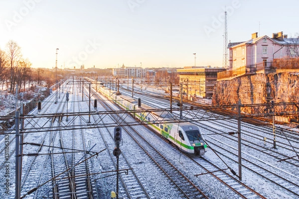 Obraz Пассажирский поезд в Хельсинки, Финляндия