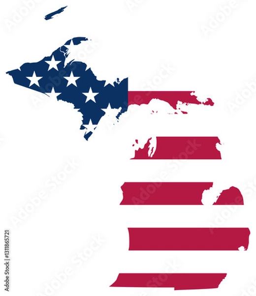 Obraz Michigan state outline with USA flag