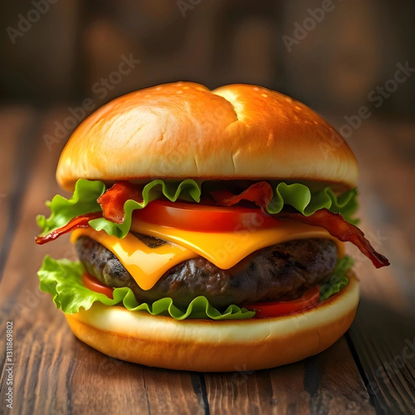 Fototapeta Delicious hamburger on different backgrounds
