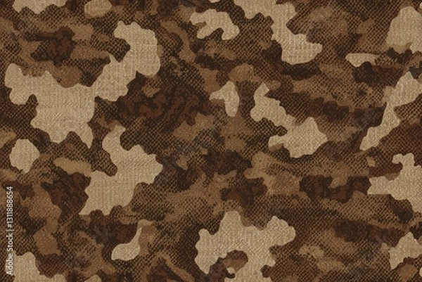Fototapeta a close up of a camouflage pattern with a brown background