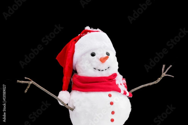 Obraz a snowman isolated on a black background