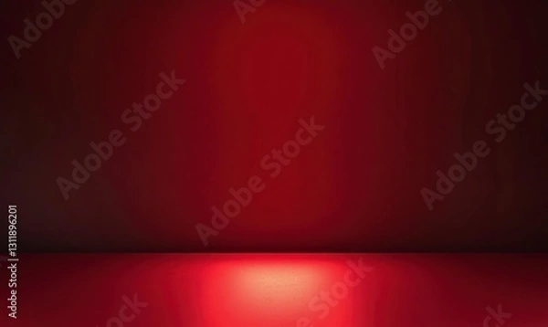 Fototapeta Red Room Studio Background with Spotlight and Empty Space Design