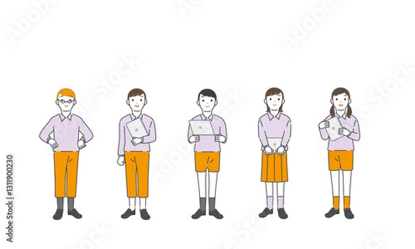 Obraz タブレットやパソコンを持つ子どもたち