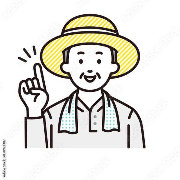 Fototapeta 指を差す農家