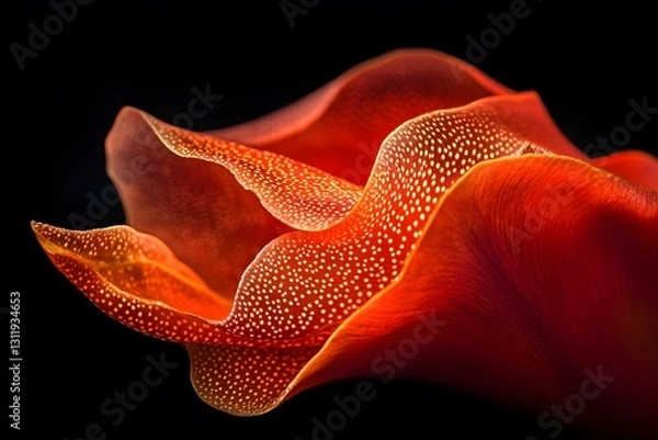 Obraz Vibrant red flower petals gracefully unfurling against a dark backdrop in an artistic display of nature's beauty