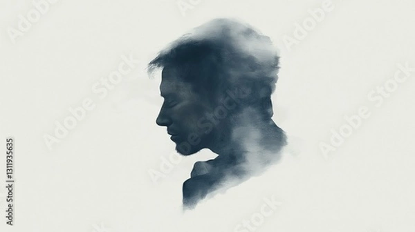 Fototapeta Abstract Silhouette of a Man with Watercolor Texture
