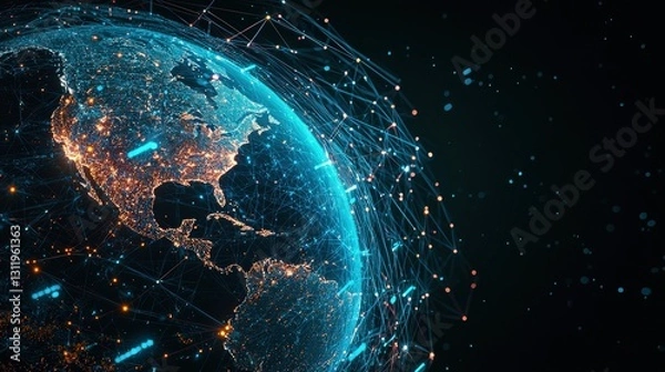 Fototapeta A digital rendering of AI managing global climate data in real time.