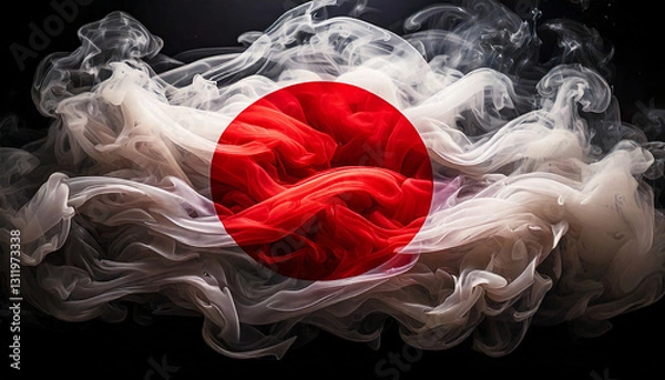 Obraz abstract representation of the japan flag using smoke