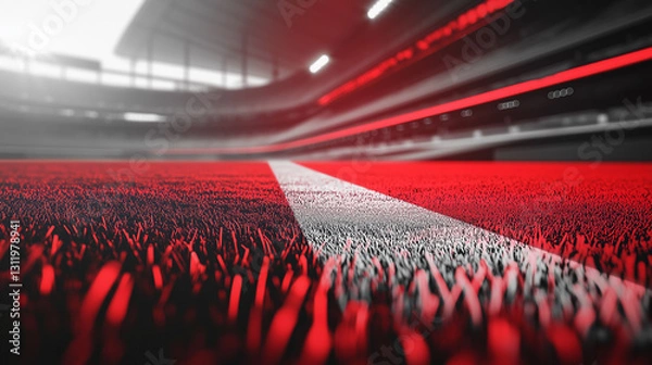 Obraz Modern stadium background with red and white colors, sports arena for soccer or football