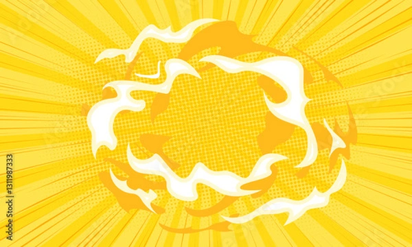 Fototapeta yellow comic background with cartoon smoke effect