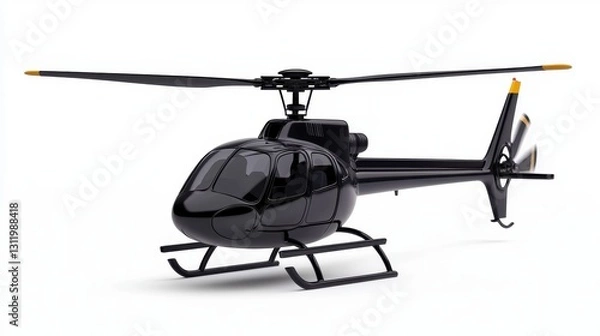 Obraz Black Helicopter 3D Render on White Background