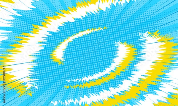Fototapeta boom comic background with explode effect and dot halftone on blue