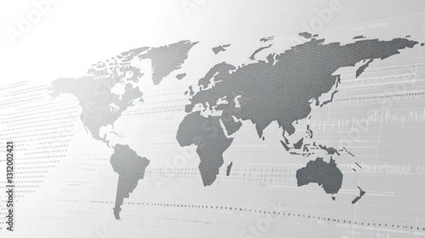 Obraz Abstract world map overlaying data background. Possible stock photo