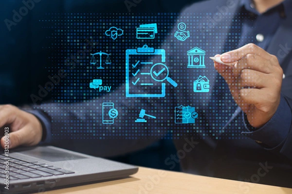 Obraz DSC_0562.4 Business management financial, Regtech concept. Compliance with laws and regulations and ethical operations to standard and corporate policy.