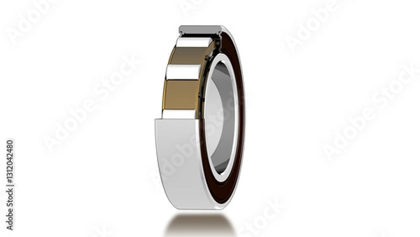 Fototapeta Rolling Element (Ball) Bearing Illustration showing cylindrical elements, carrier, inner race, outer race, and oil seal