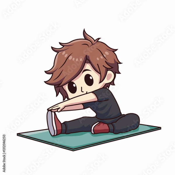 Fototapeta chibi character doing stretching movements