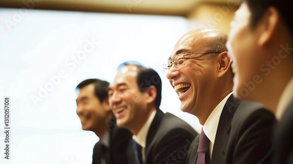 Obraz 年配の社員がチームを組んで人脈を活かして営業をしているイメージ