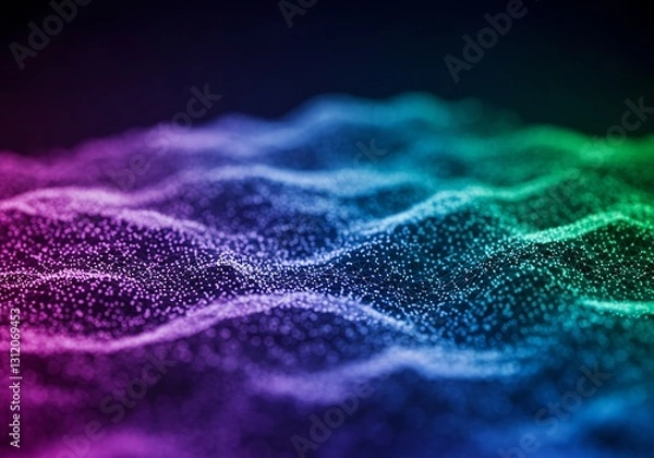 Fototapeta Vibrant Rainbow Particle Waves Glow Darkly. AI Generated