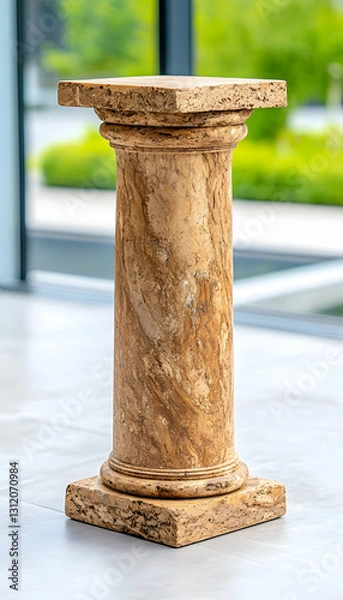 Fototapeta A marble column pedestal with a square top and base