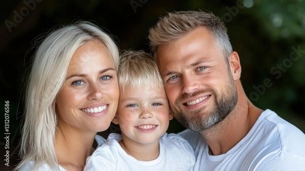 Fototapeta Heartwarming portrait of a smiling diverse family embracing and connecting with each other in a peaceful natural setting  The image radiates warmth unity and a genuine sense of togetherness