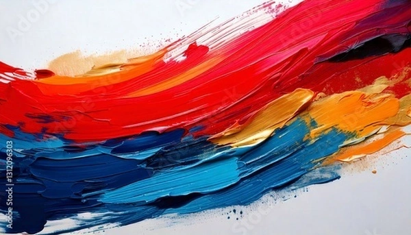 Fototapeta A abstract oil paint brush stroke, white background