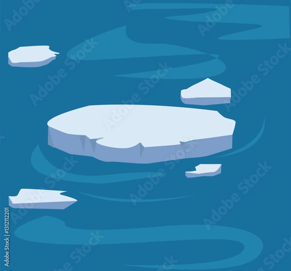 Fototapeta Atlantic, antarctic floes, glaciers and icebergs floating on surface. 