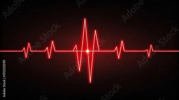 Fototapeta Cardiogram cardiograph oscilloscope screen red illustration background. Line technology chart wave science illustration background.