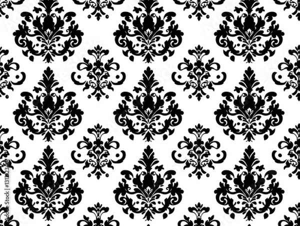 Fototapeta Elegant damask vector pattern with classic ornamental motif style