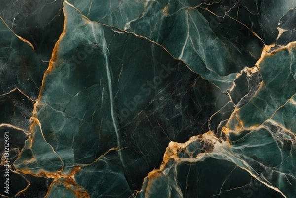 Obraz Elegant green marble with gold veining texture. AI generated