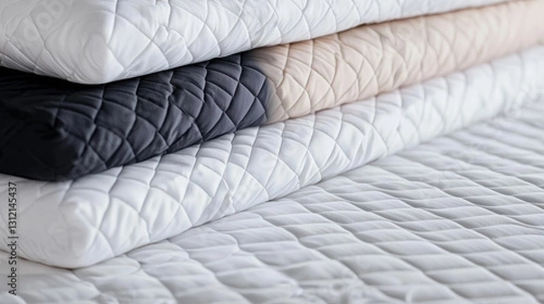 Obraz Stack of quilted pillows exudes soft comfort and simple elegance