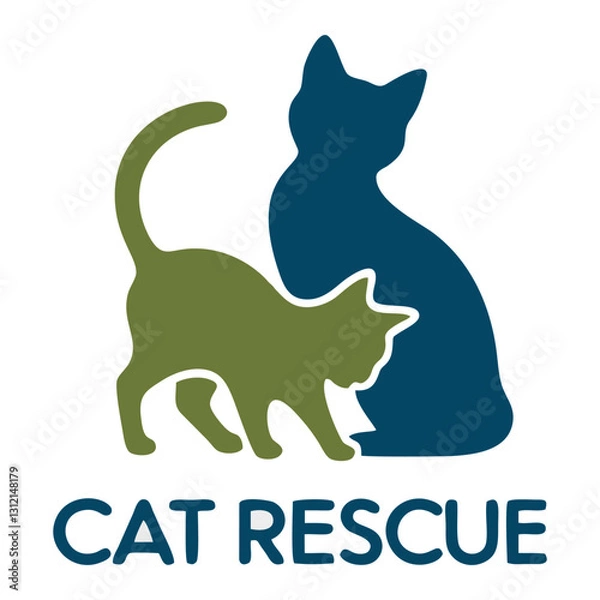 Obraz Modern cat rescue logo with a paw print and feline face. Great for pet welfare organizations, animal charities, and adoption campaigns.