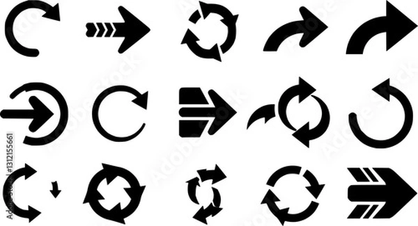 Obraz Set arrow icon. Black vector arrows. Collection different arrows sign. Cursor or direction symbols - stock vector
