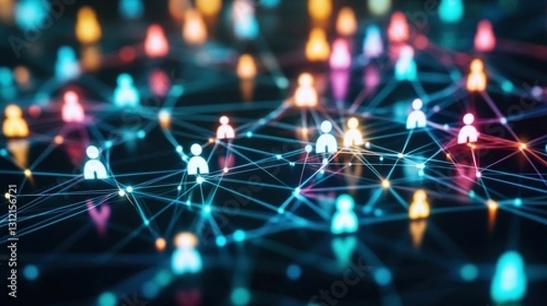 Fototapeta Diverse network of people representing collaboration and interaction in a globalized world of connectivity and community