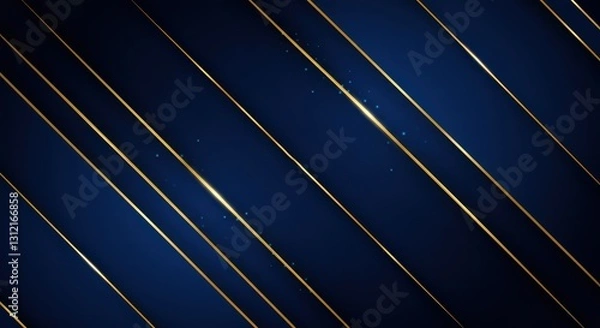 Fototapeta Luxury lines and gold lines on blue abstract banner background. Space for copying text. Luxury background, banner design style.