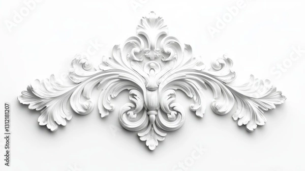 Obraz A white Baroque ornament element isolated on a white background.