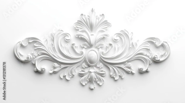 Obraz A white Baroque ornament element isolated on a white background.