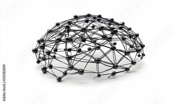 Fototapeta 3D dome network structure on white background