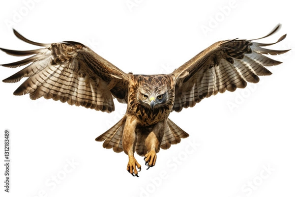 Obraz A majestic hawk in mid-flight, showcasing its impressive wingspan and fierce expression.