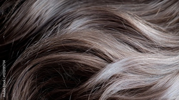 Fototapeta Stunning image of very long curly hair flowing elegantly in a captivating close-up display of texture and volume