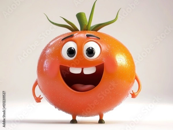 Obraz Smiling tomato character, cheerful expression